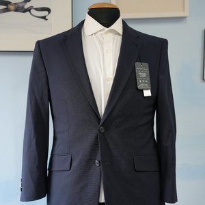 Perry Ellis Suit, 40 S, 32 W, Dark Blue, Slim Stretch
